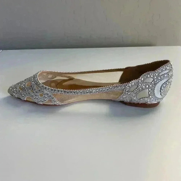 Badgley Mischka Gigi Crystal Pointed Toe Flat - Picture 2 of 11